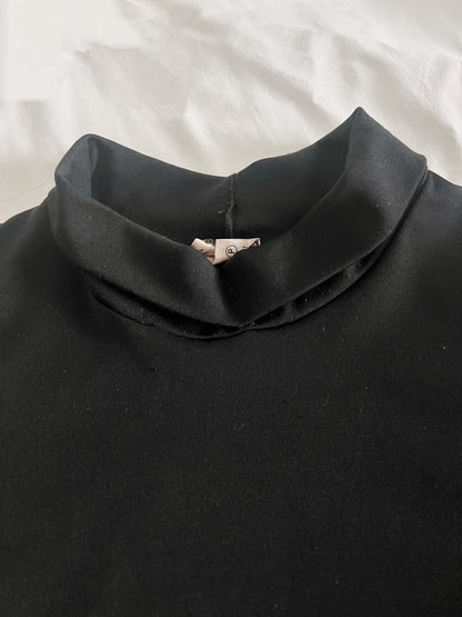 70s black mockneck top, Size L-XL