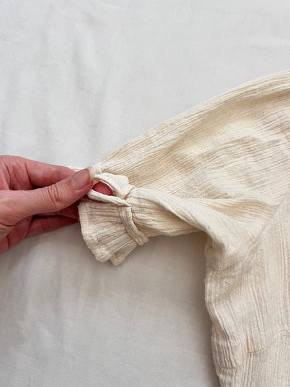 70s cream crinkled dress, Size S