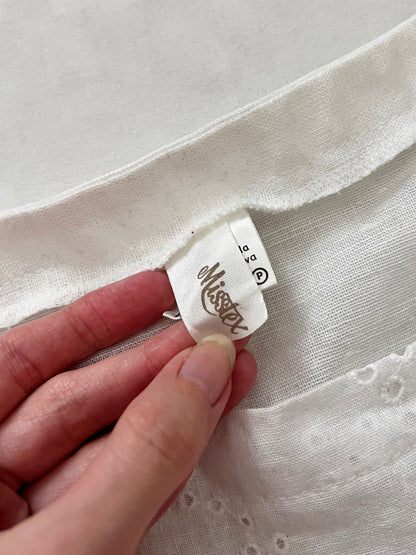 70s cotton and linen white midi dress, Size XS