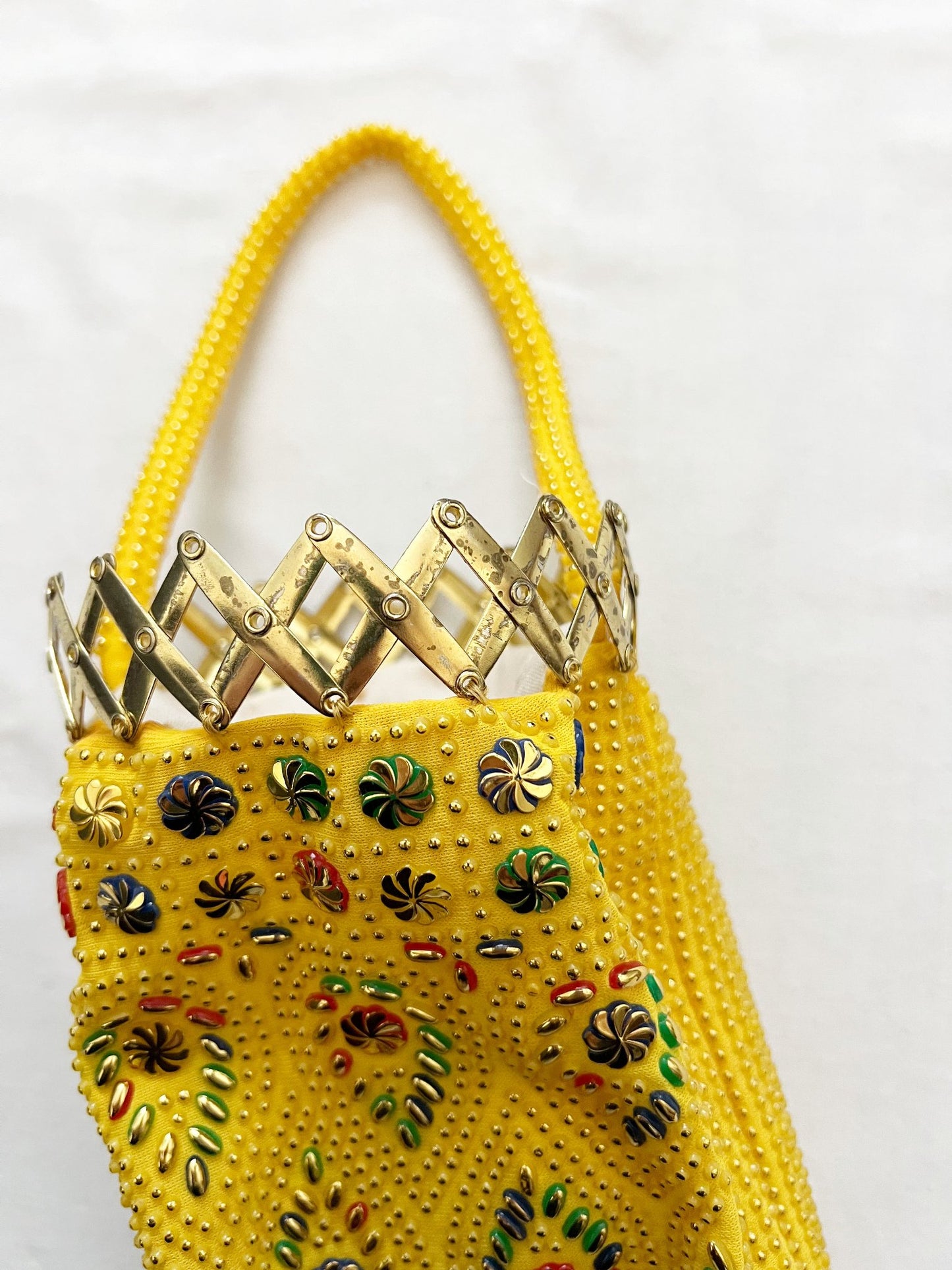 Yellow beaded purse