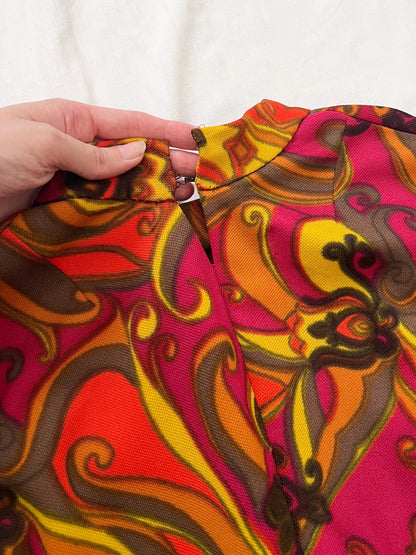 60s psychedelic mini dress, Size XS