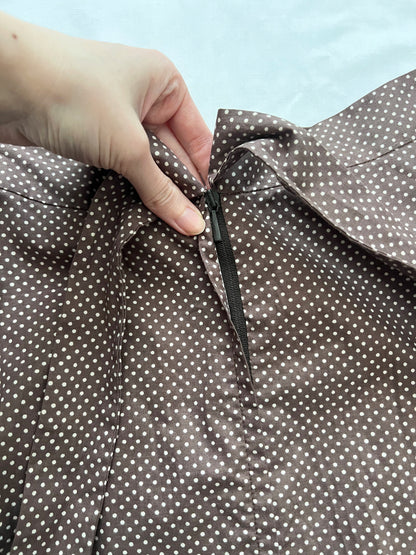 70s Pia & Paula brown and white polka dot maxi skirt, Size XS