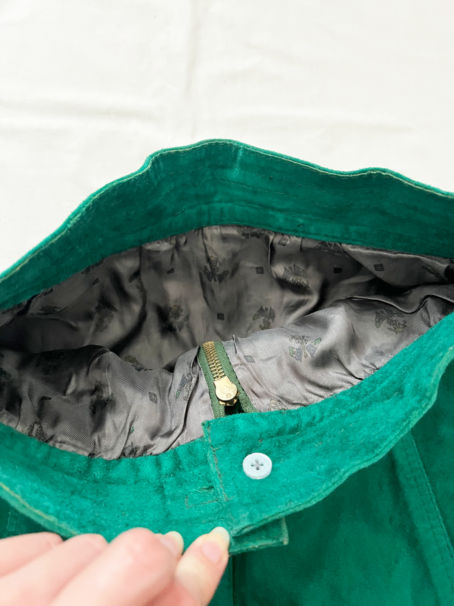 60s emerald green velvet mini skirt, Size XS