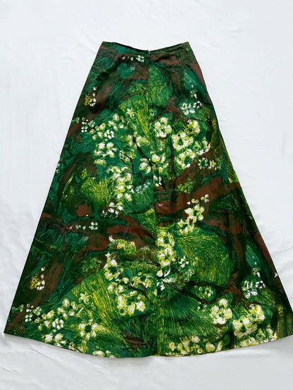 Green forest maxi skirt,  Size XS