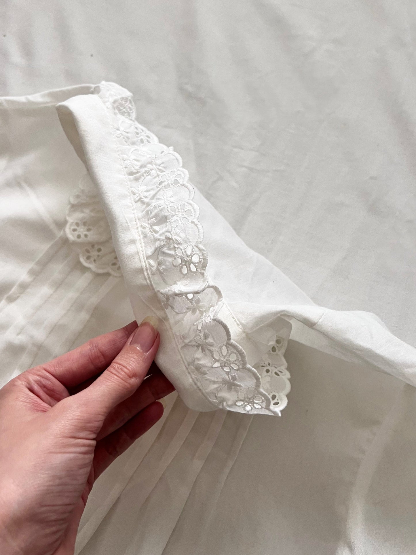 70s white lace blouse, Size M-L