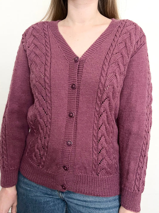 Mauve knitted cardigan, Size L