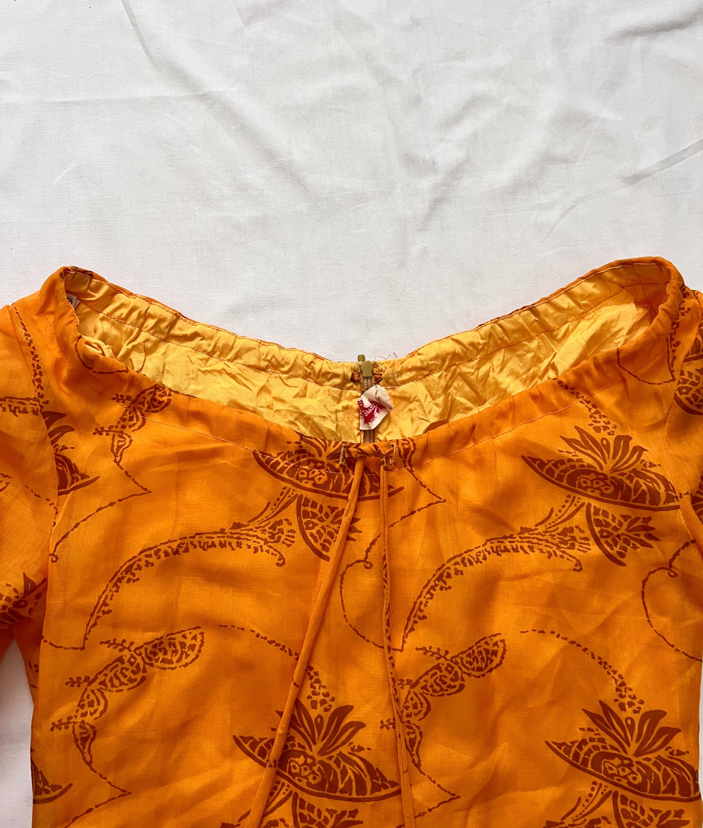 70s orange bell sleeves dress, Size XS