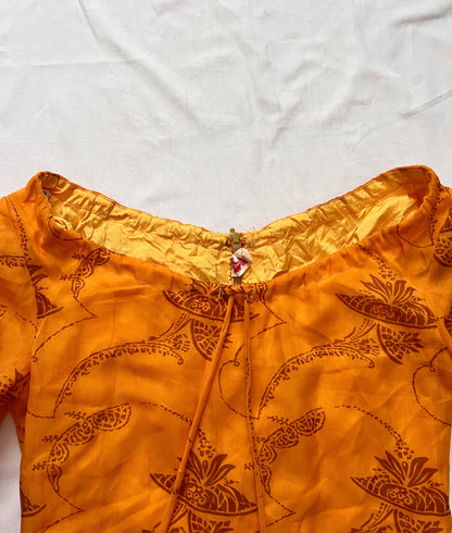 70s orange bell sleeves dress, Size XS