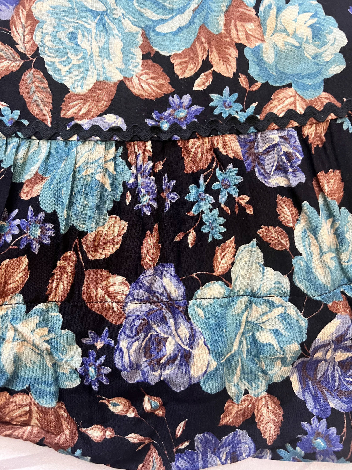 70s floral and velvet dress, Size S