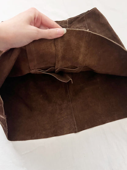 70s brown suede lace up skirt, Size XS