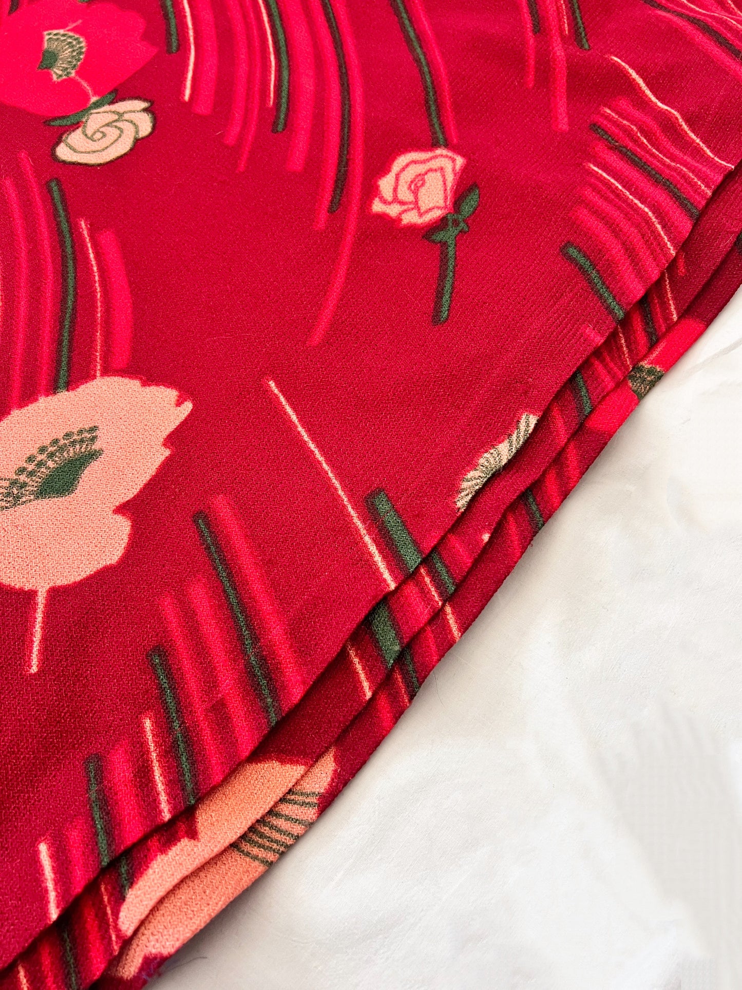 70s red flower maxi dress, Size M