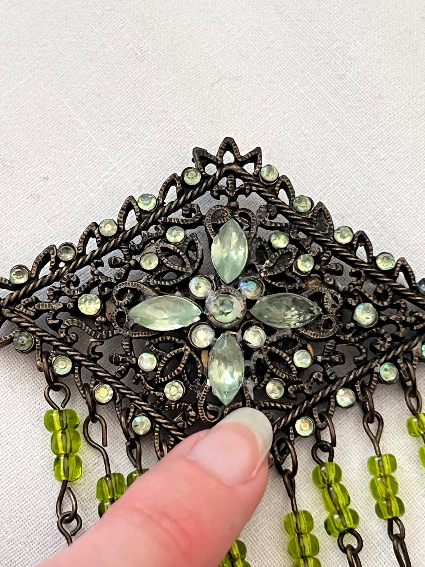 Green beads brooch