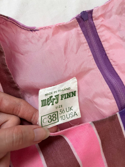 70s pink and purple flower power dress, Size S