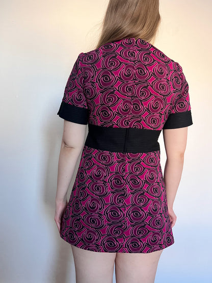60s bold pattern mini dress, Size S