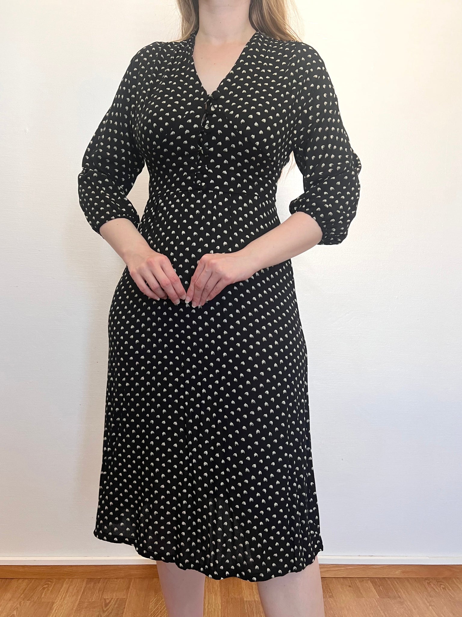 70s black and white dress, Size XS-S Isolde Vintage 70s black and white dress, Size XS-S Isolde Vintage