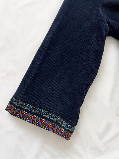 70s navy ribbed dress with pockets, Size S