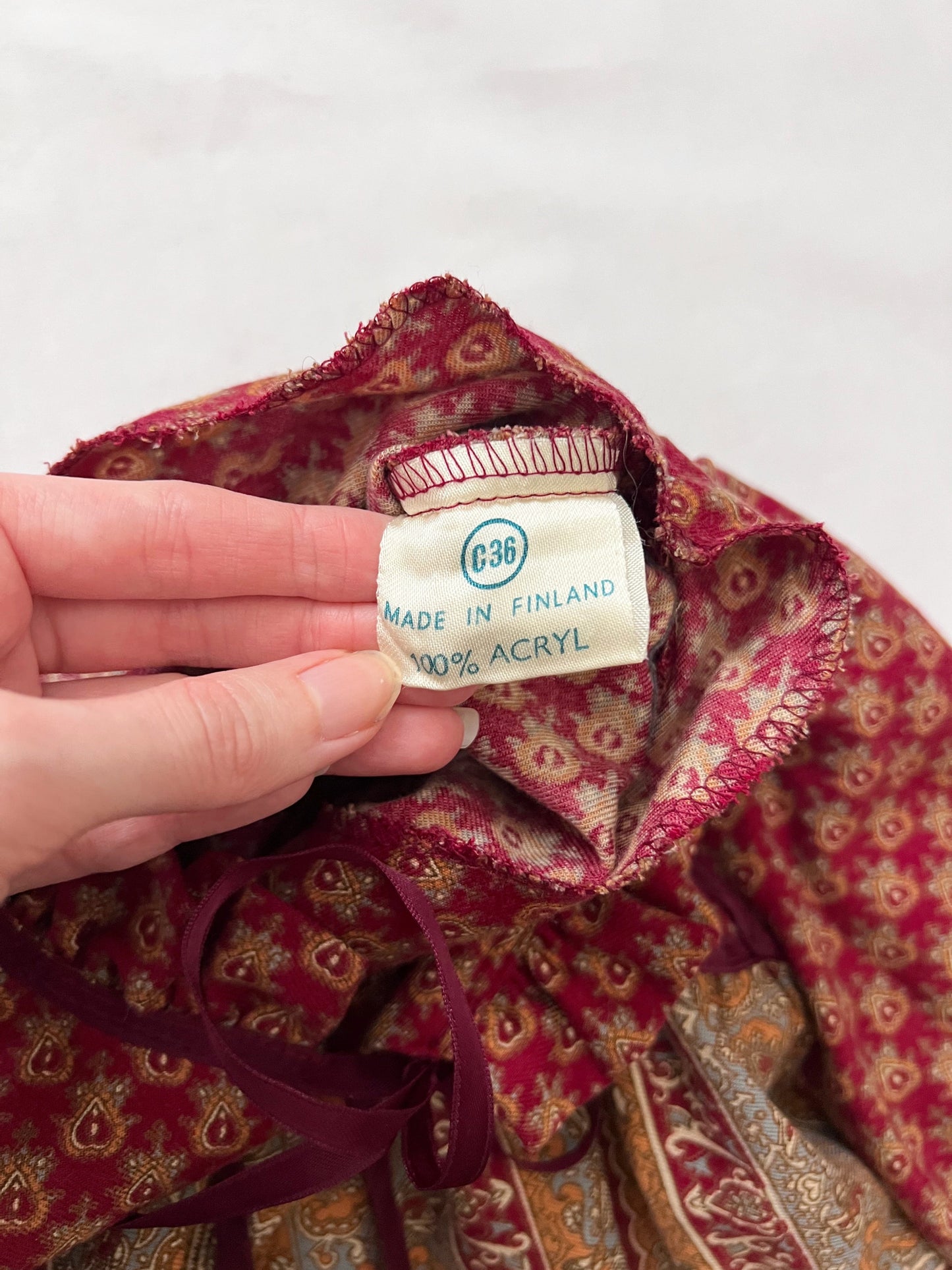 70s burgundy prairie dress, Size S
