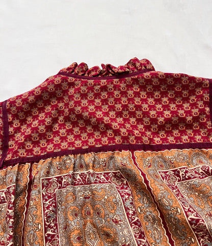 70s burgundy prairie dress, Size S