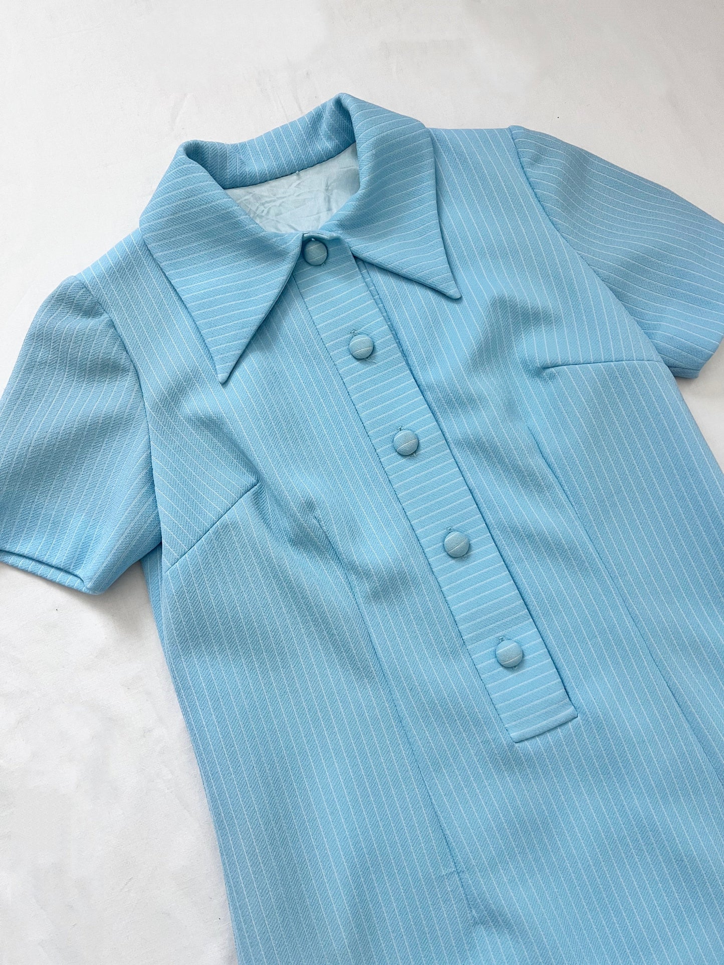 60s blue striped dress, Size M