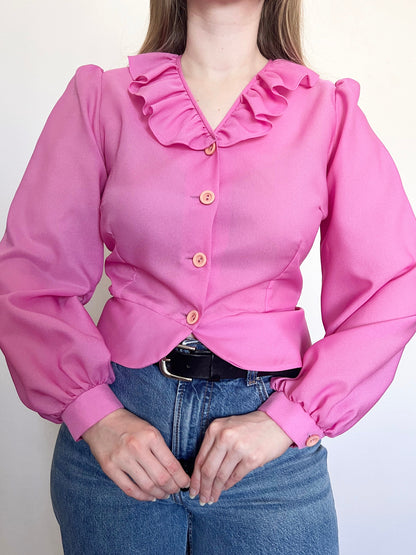 70s pink blouse, Size M