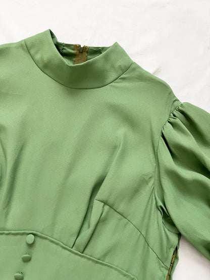 70s green Victorian inspired maxi dress, Size M