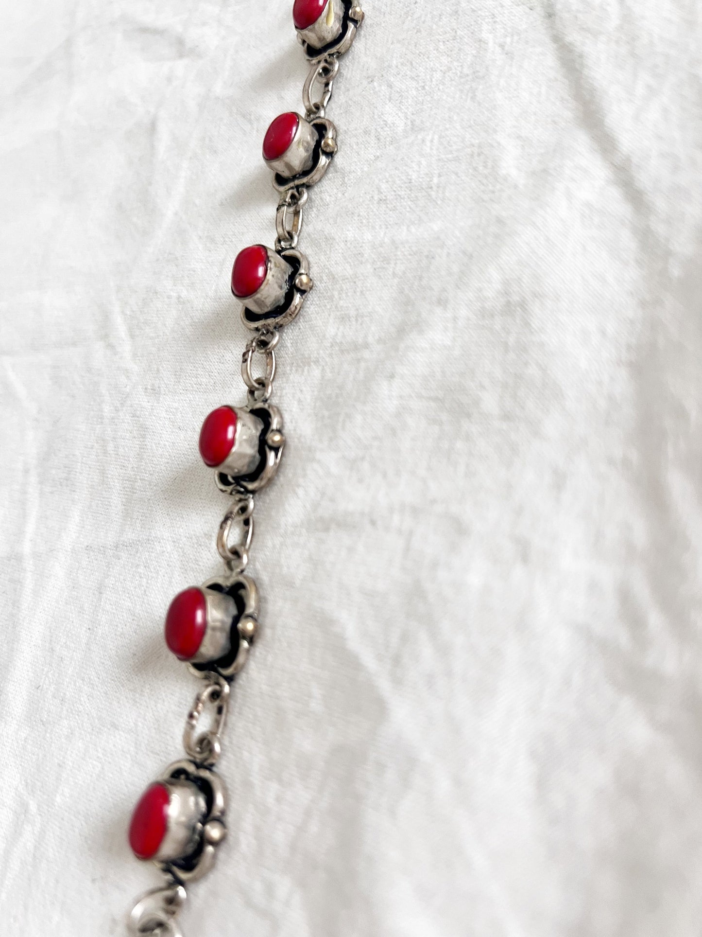 60s red stone and silver bracelet