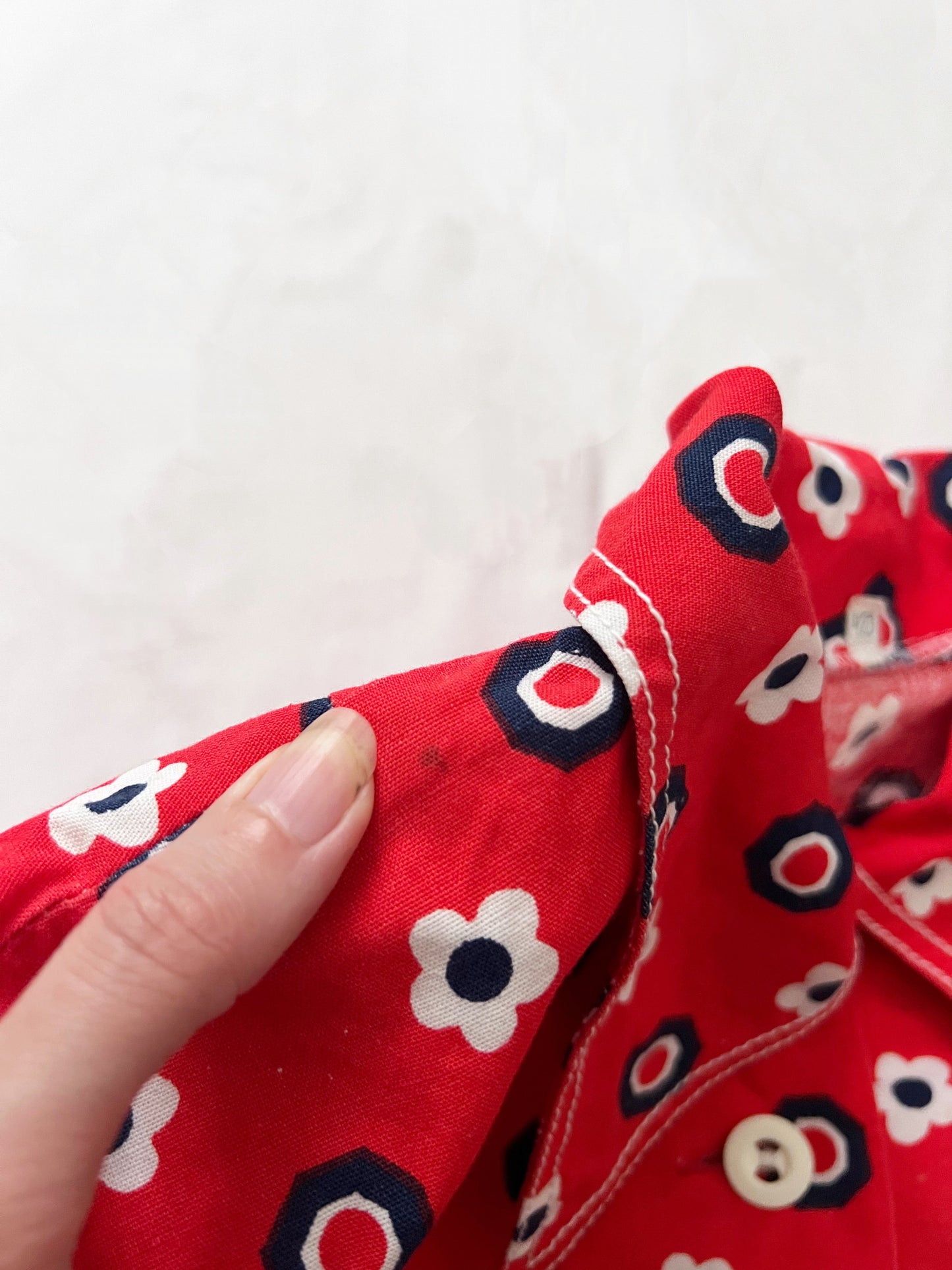 60s red flower mini dress, Size M