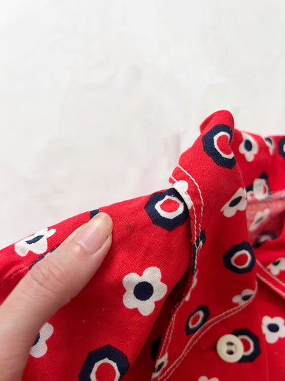60s red flower mini dress, Size M