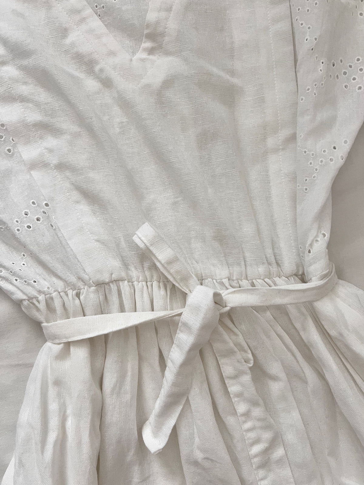 70s cotton and linen white midi dress, Size XS