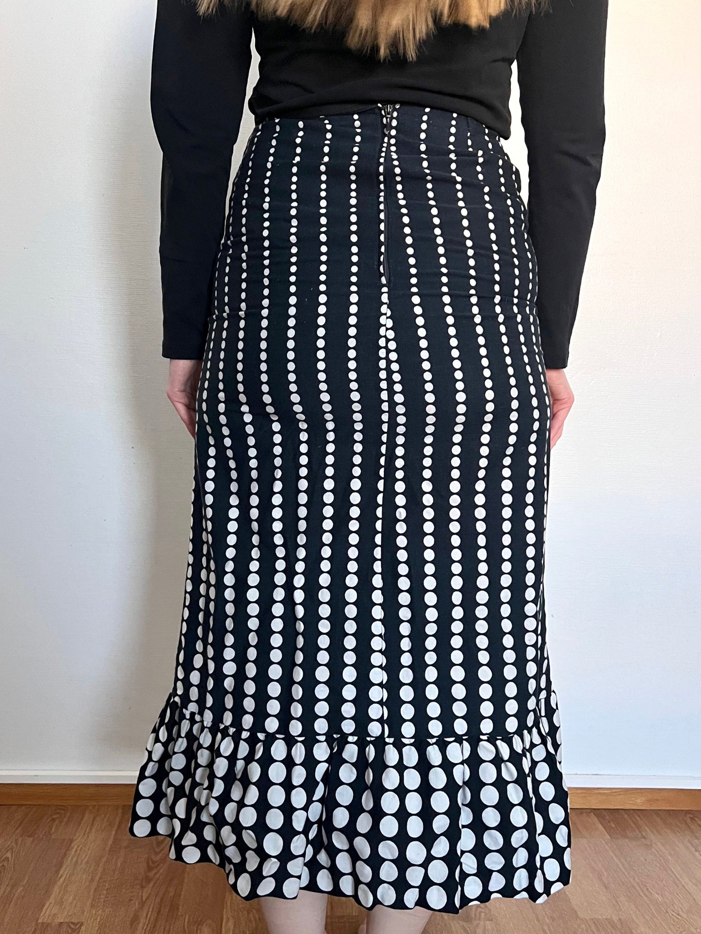 70s cotton polka dot skirt, Size XS-S