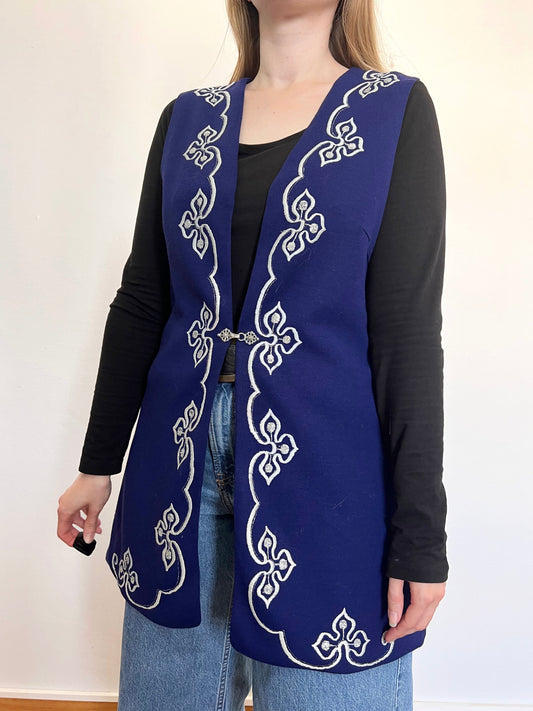 60s long blue vest, Size L