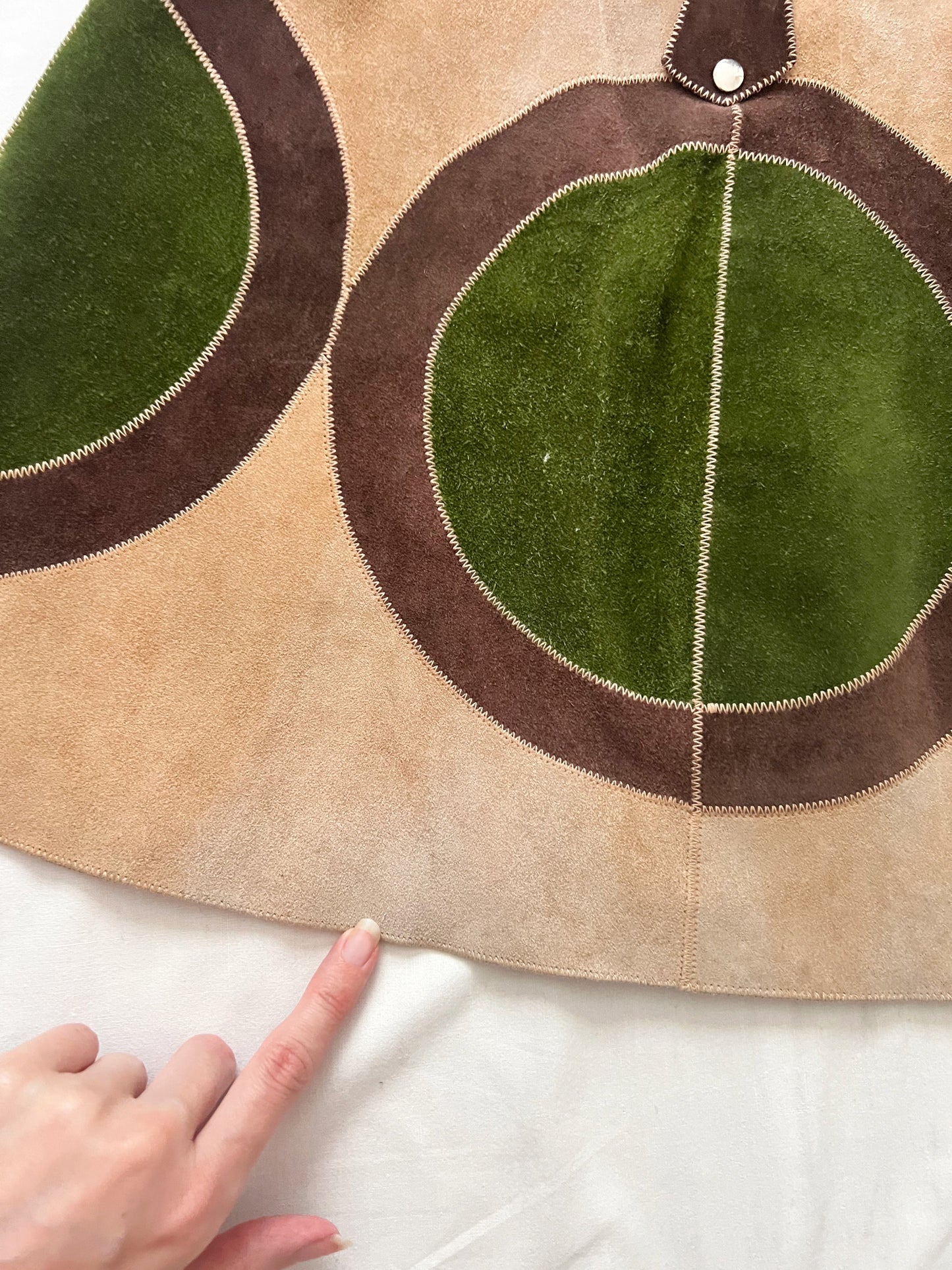 60s/70s circle suede skirt, Size XS