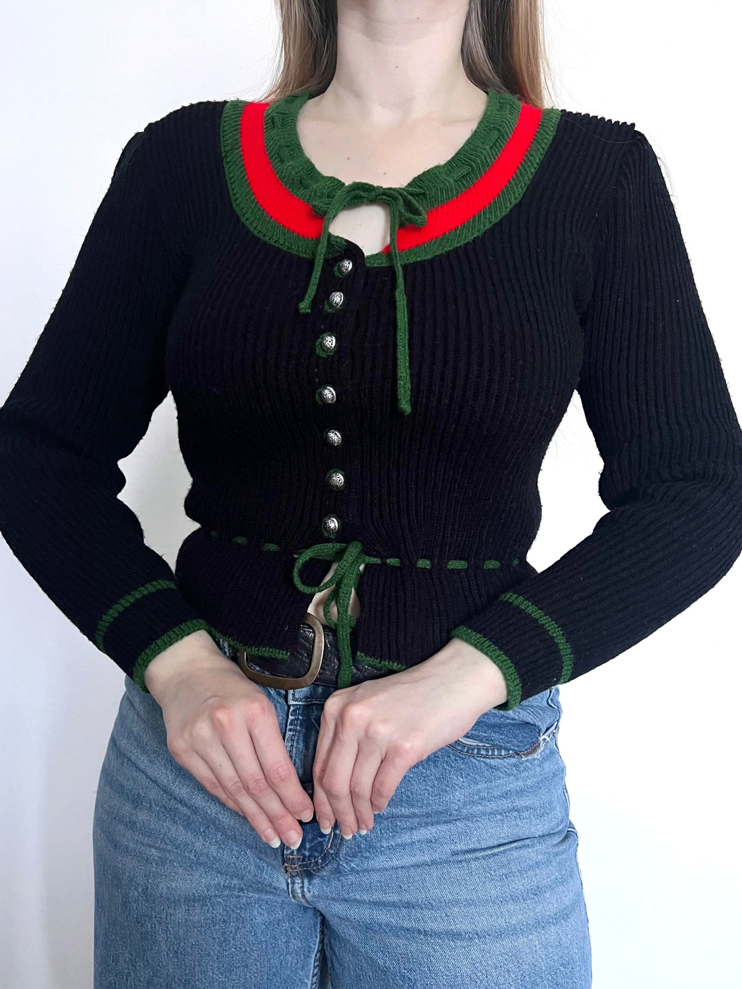 70s folkloric kit cardigan, Size S