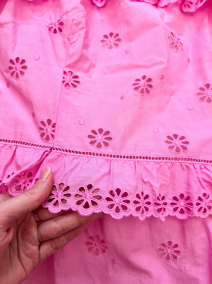 70s pink floral cutout maxi dress, Size S