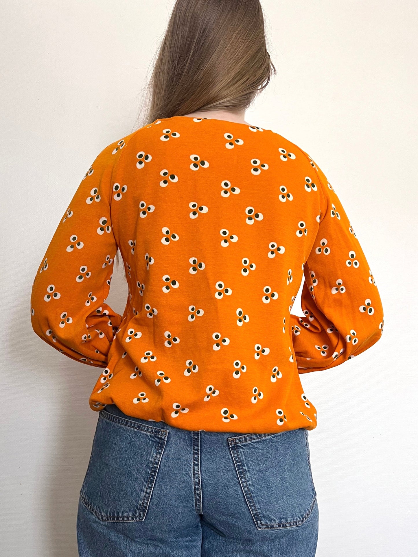 Marimekko 1970 100% cotton orange blouse, Size S