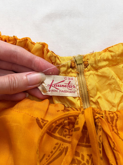 70s orange bell sleeves dress, Size XS