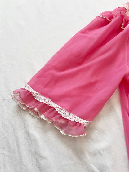 60s romantic pink peignoir set, Size L