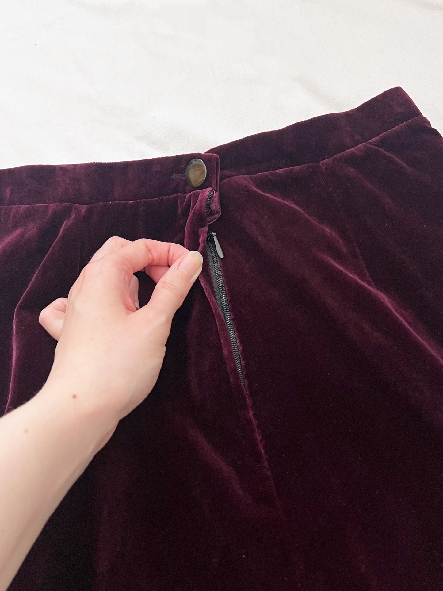 70s purple velvet vest and skirt set, Size S