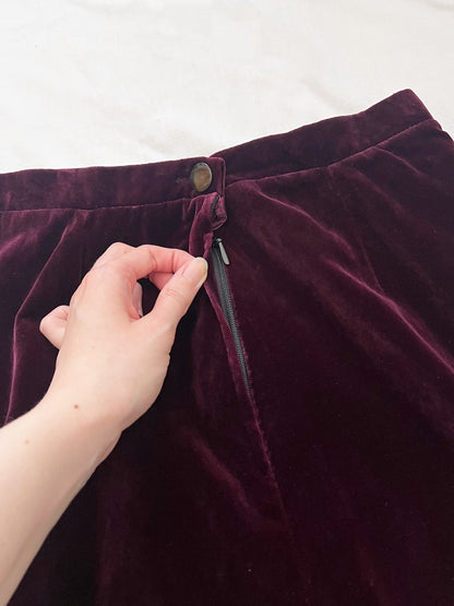 70s purple velvet vest and skirt set, Size S