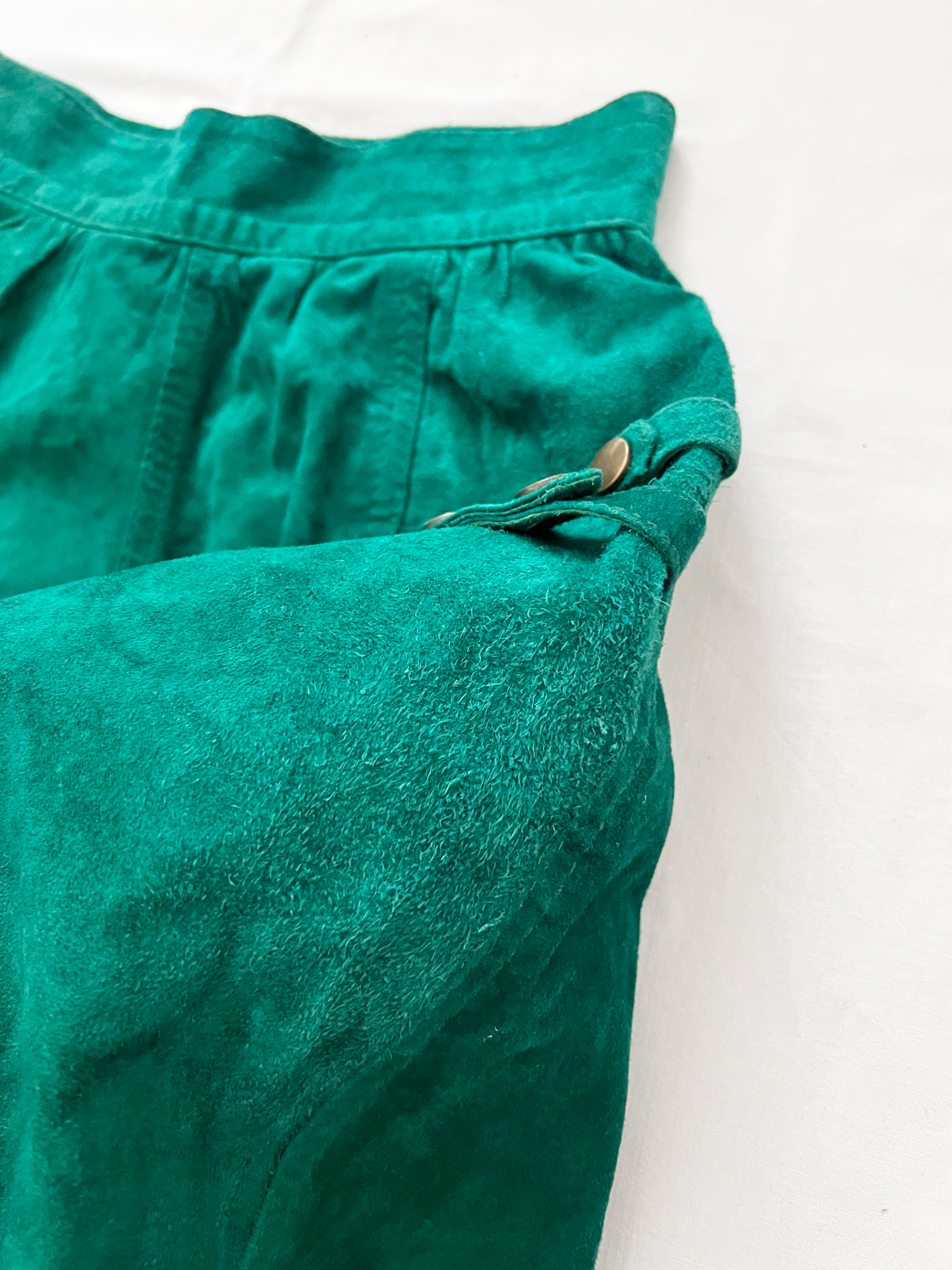 60s emerald green velvet mini skirt, Size XS