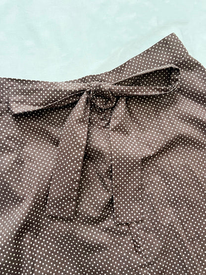 70s Pia & Paula brown and white polka dot maxi skirt, Size XS