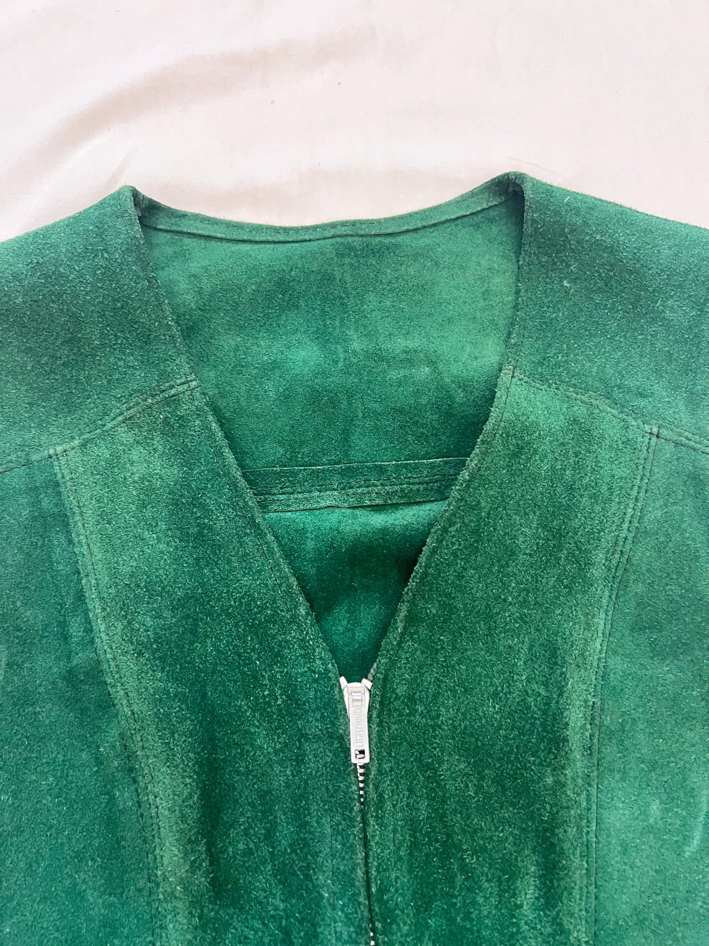 60s green suede dress, Size XS