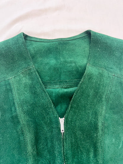 60s green suede dress, Size XS