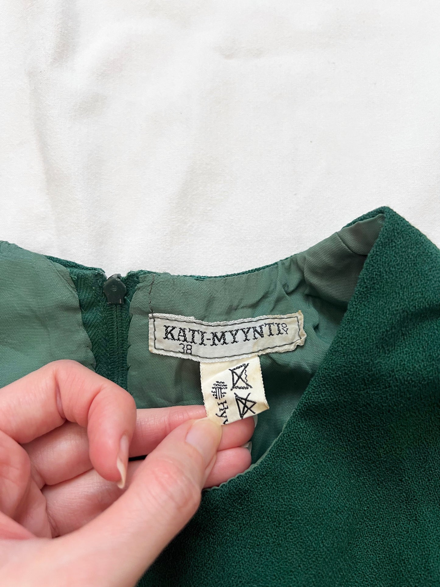 70s green flared sleeves dress, Size S