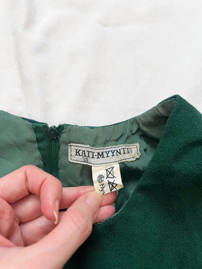 70s green flared sleeves dress, Size S