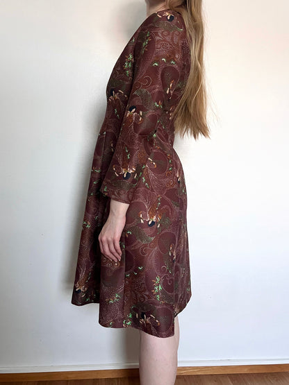 60s/70s brown flared skirt dress, Size S-M