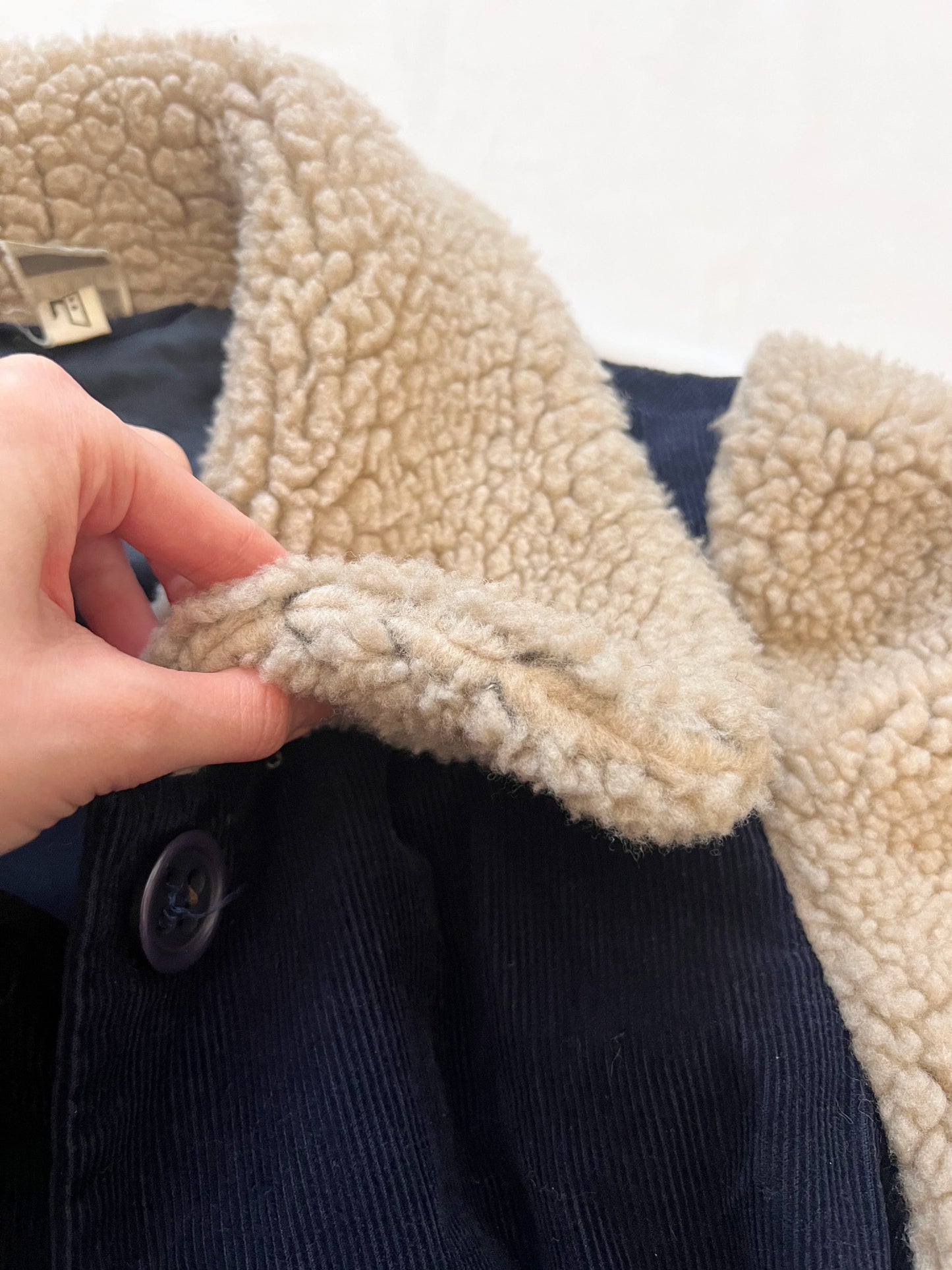 70s navy and sherpa jacket, Size S