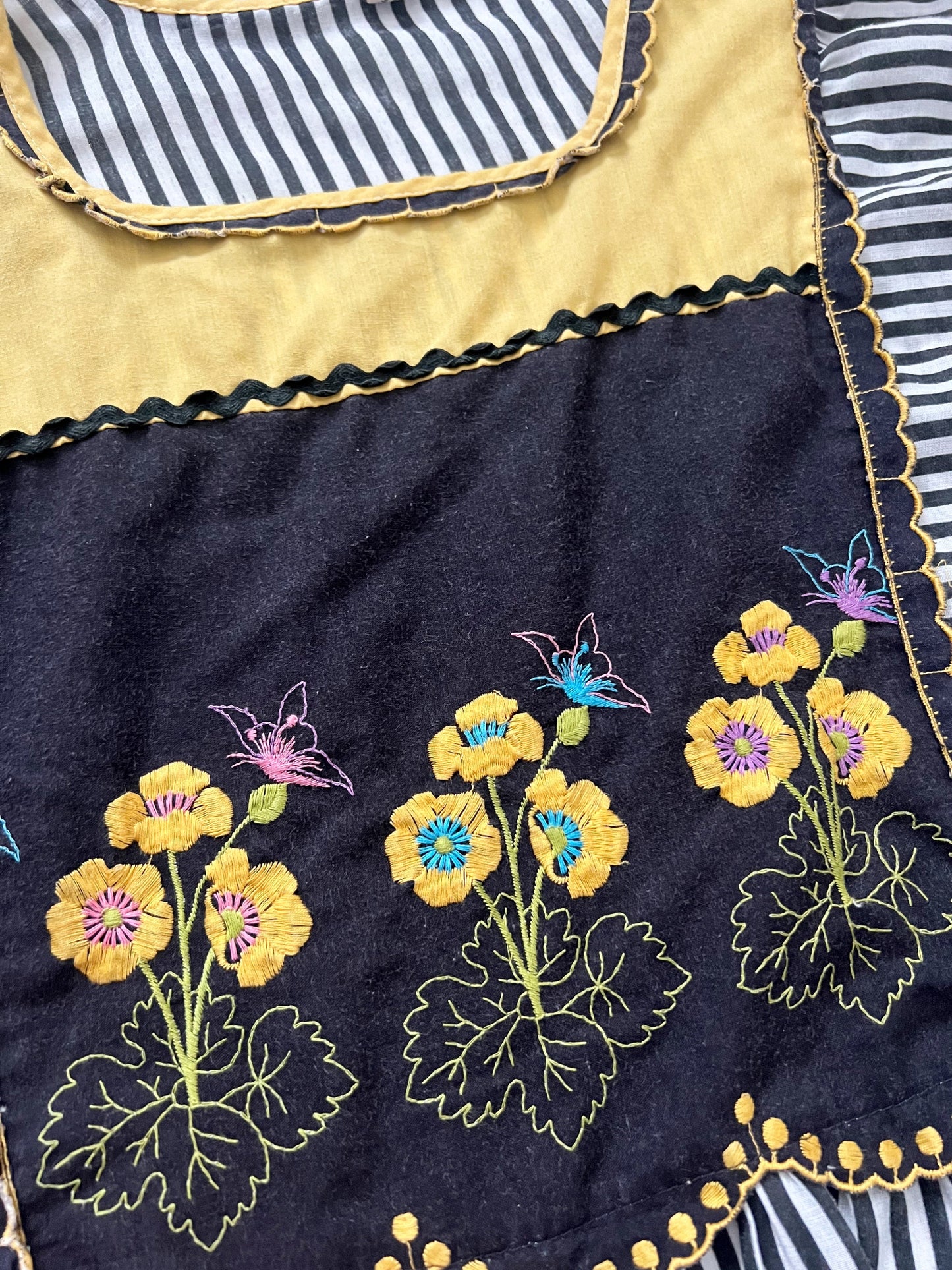 70s striped floral dress, Size L