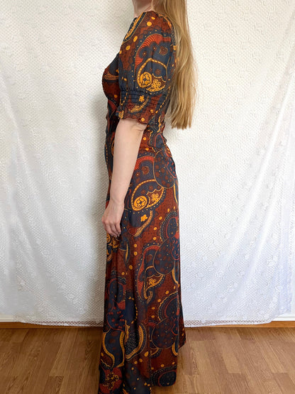 70s floral and paisley dress, Size S