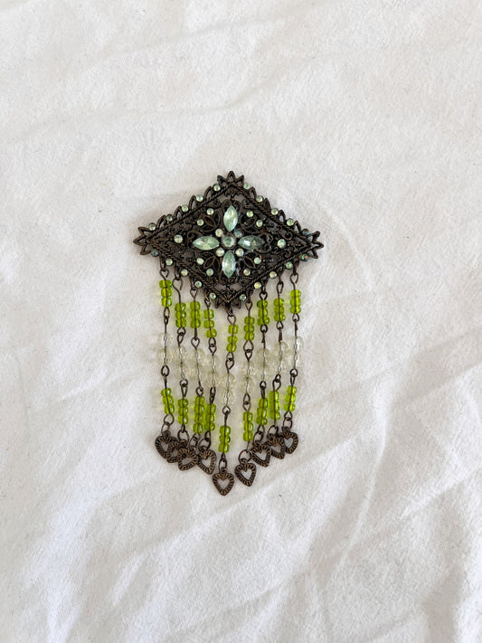 Green beads brooch
